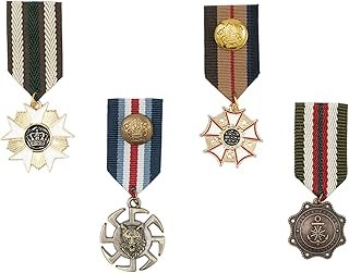 SAPOCHE Retro Vintage Military Medals – 4Pcs Army Ribbons and Medals, Best Costume Medal, British Military Pins for Patrio…